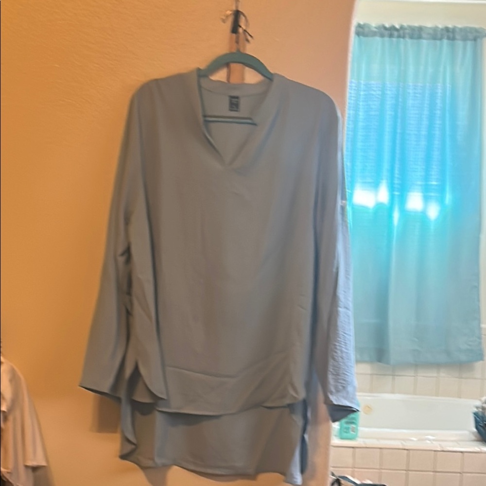 SHEIN Light Blue Long Sleeve Blouse